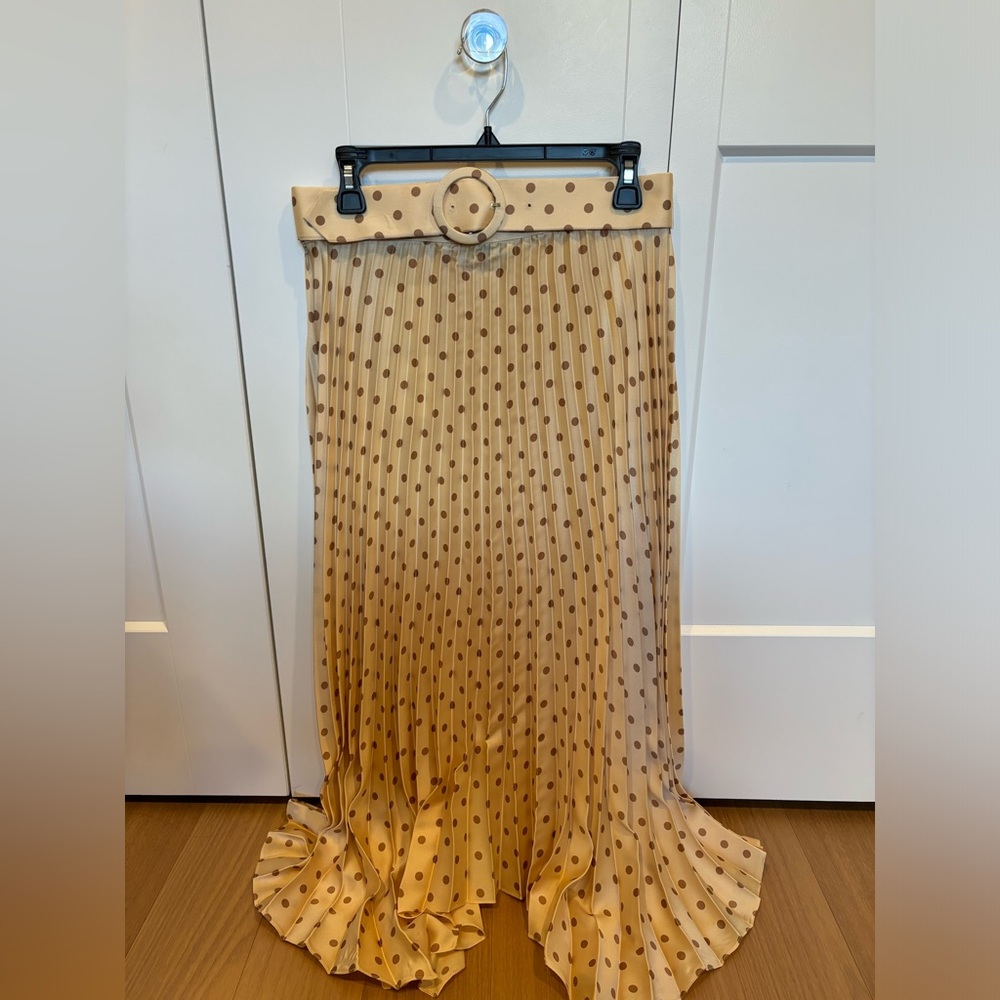 SANDRO PARIS JAUNE pleated maxi skirt polka dot in yellow size 3! New with tags!